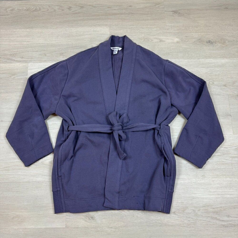 Athleta Open Front Tie Waist Cardigan Size L/XL Purple Cozy Cotton NEW